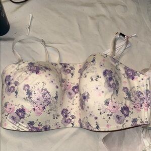 Victoria's Secret Cream and Purple Floral Bra